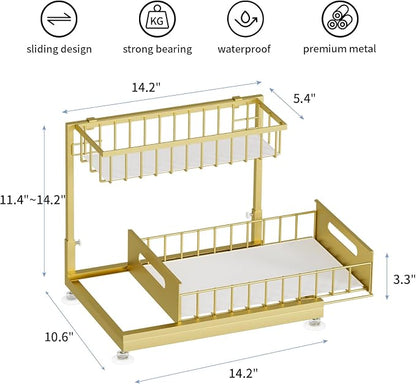 2 Pack Under Sink Organizer Storage 2-Tier Premium Metal Pull-Out Racks - Image 6