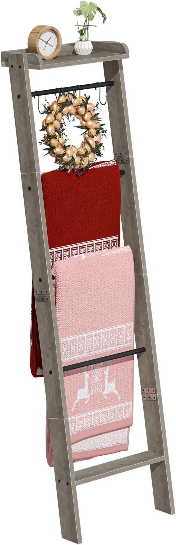 Blanket Ladder Shelf, Decorative Quilt Rack, 6-Tier Farmhouse Ladder Holder by Hzuaneri