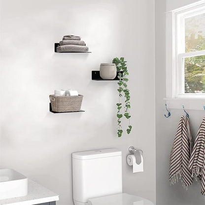 9 Inch Acrylic Floating Shelf No Drill Adhesive Wall Shelf Set of 4 - Image 2