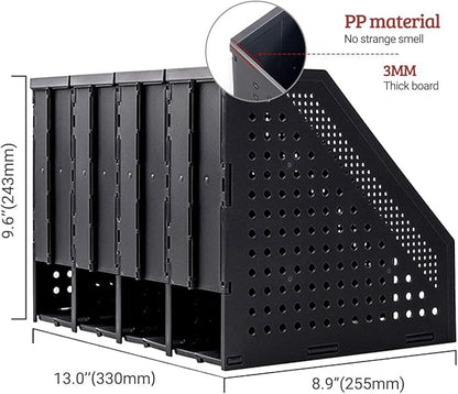 SAYEEC Collapsible Magazine Holder Plastic Desktop 4 Compartment File Rack - Image 2