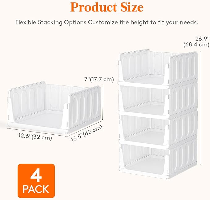 Lifewit 4 Pack Stackable Closet Organizers - Image 2