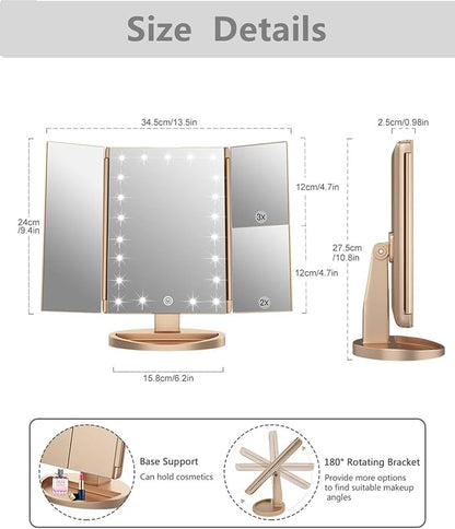 Tri-fold Lighted Vanity Makeup Mirror - Image 2