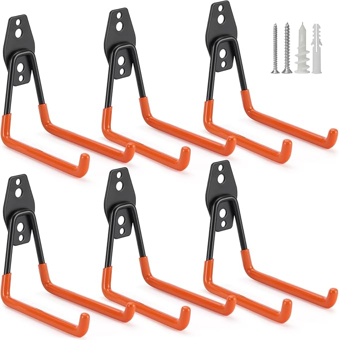6 Pack Garage Hooks Heavy Duty Storage Organizer Wall Mount Power and Garden by LUPYJI