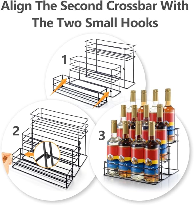 12 Bottle Capacity Coffee Syrup Organizer 3 Tier Coffee Syrup Stand Shelf - Image 3