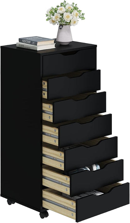 Panana 7 Drawer Mobile File Cabinet, Wooden Under Desk Storage - Image 4