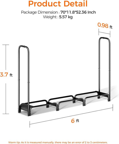 Firewood Rack 6ft, Heavy Duty Fire Wood Storage Racks - Image 2