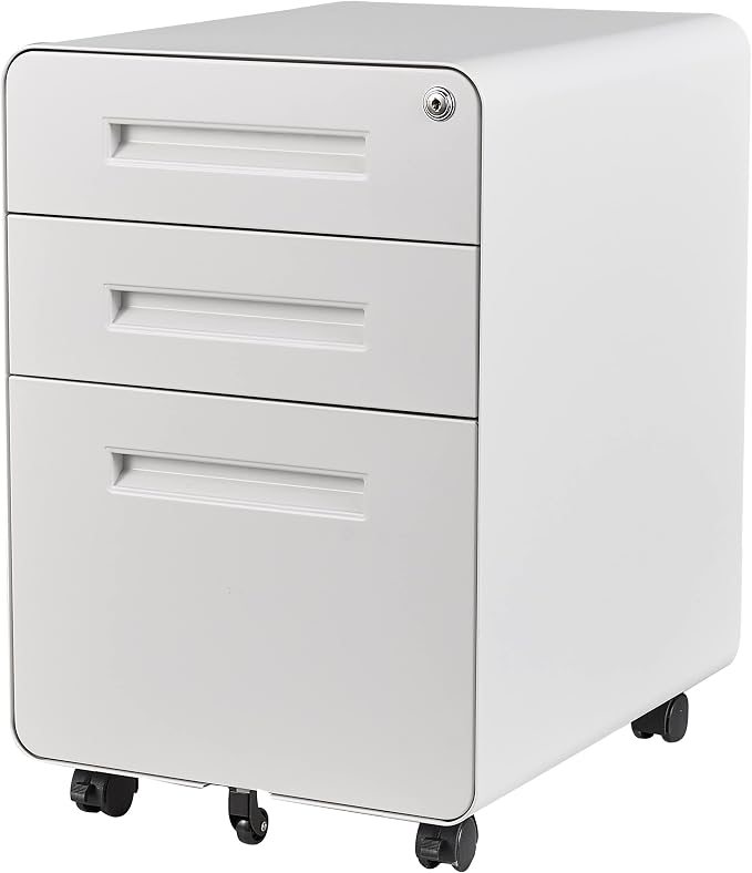 3 Drawer File Cabinet with Lock, Under Desk File Cabinet, Three Drawer Filing by SISESOL