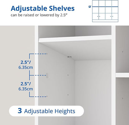 Cozy Castle White Wood Bookcase, 12 Cube Storage Organizer Bookshelf - Image 7