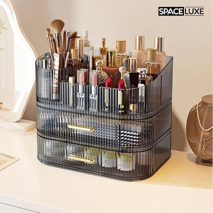 Makeup Organizer with Drawers and 360° Rotating Brush Holder, Large Capacity - Image 8