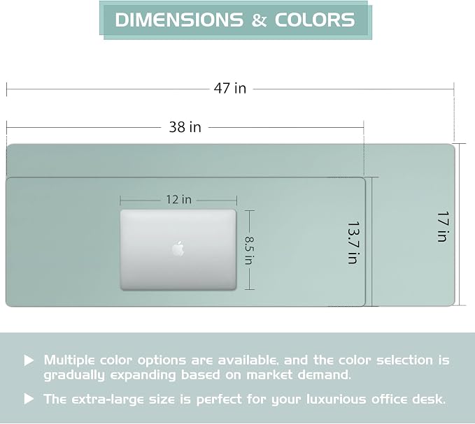 Aothia Leather Desk Pad Protector, Office Desk Mat, Large Mouse Pad, Laptop - Image 3