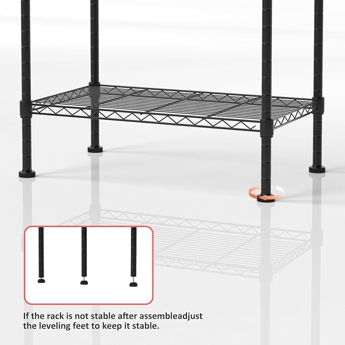 4 Tier Shelving Unit, 176 LBS Per Shelf Height Adjustable Narrow Storage Shelves - Image 5