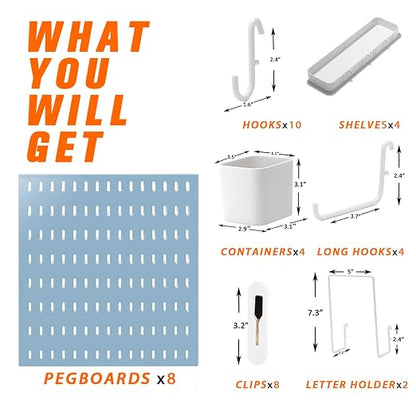Pegboard Combination Kit, 8 Peg Boards and 30 Accessories Modular Hanging Black - Image 4