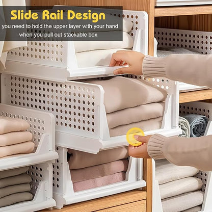 yazi 5 Pack 5L Plastic Stackable Closet Storage Boxes | Practical closet - Image 3