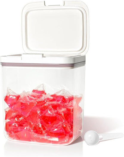 Gute Laundry Pod Holder with Lid - 67oz Sealed Automatic Pop-Up Dispenser by GUTE