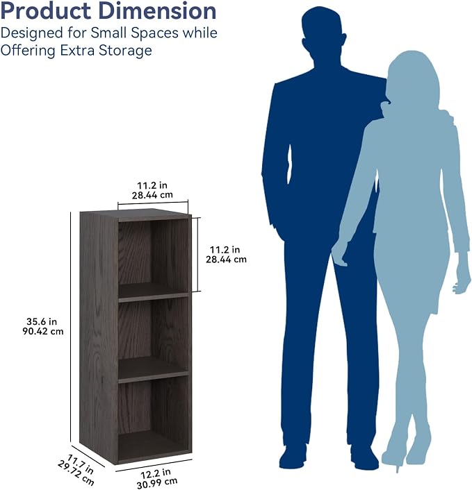 Whitmor 3 Cube Bookcase, 3 Tier Stackable MDF Bookself, Open Storage Display - Image 3