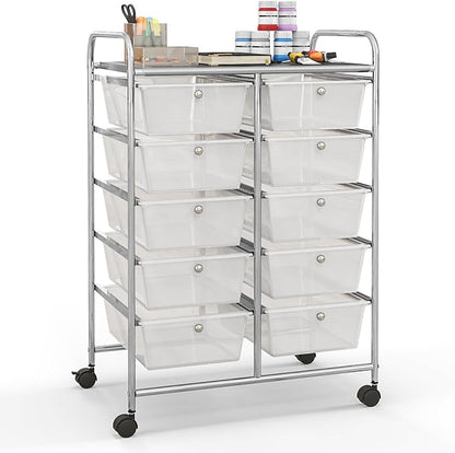 Giantex 10 Drawers Rolling Cart, Classroom Organizers, Storage Cart by Giantex