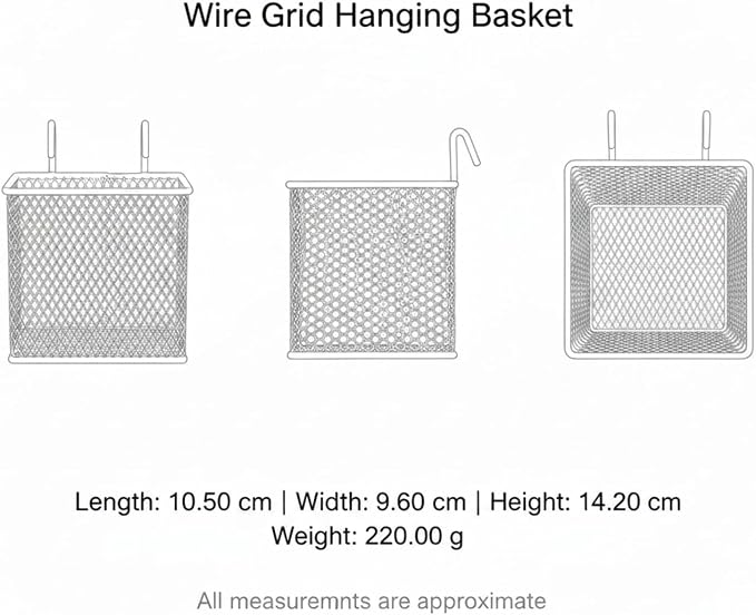 Wire Grid Hanging Basket, Iron Wall Mount Organizer - Image 7