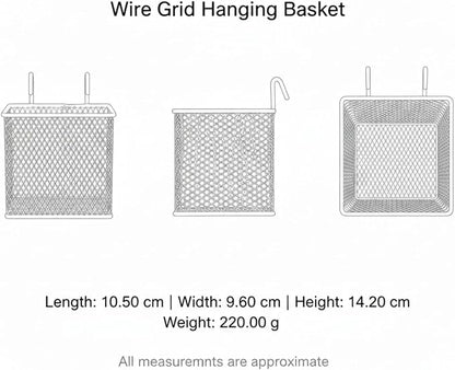 Wire Grid Hanging Basket, Iron Wall Mount Organizer - Image 7