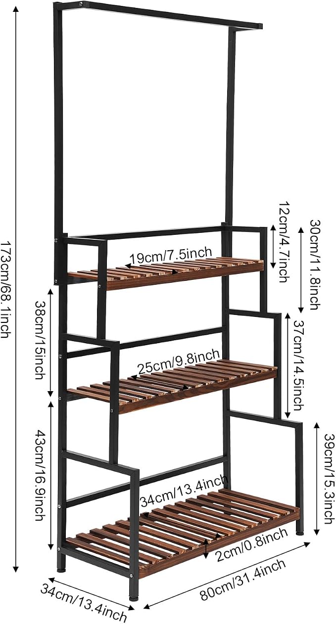 3 Tier Metal Plant Stand, Corner Flower Pot Holder Rack, Stair-Step Style - Image 2