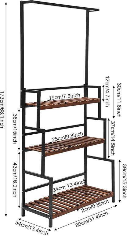 3 Tier Metal Plant Stand, Corner Flower Pot Holder Rack, Stair-Step Style - Image 2