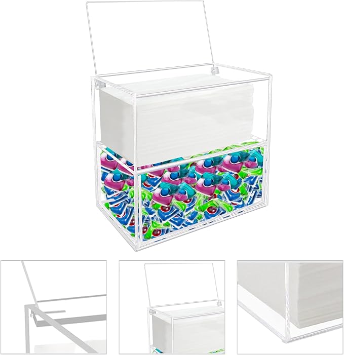 Dryer Sheet Holder Box Acrylic Laundry Sheets Container Storage Dispenser - Image 3