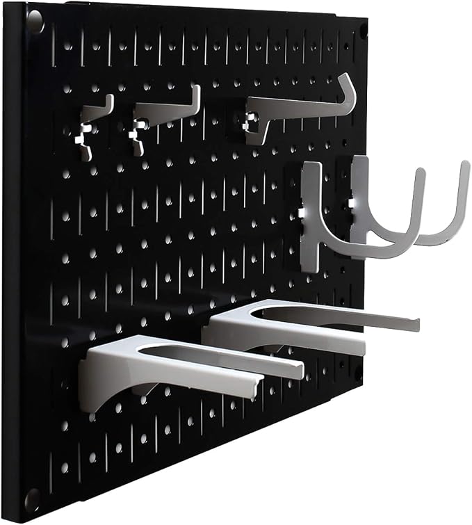 Wall Control Pegboard Wall Organizer Tiles Modular Black Metal Pegboard Tiling - Image 8