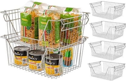 Stackable Wire Metal Baskets Storage Bins Fruit Vegetable Organization Pantry - Image 2
