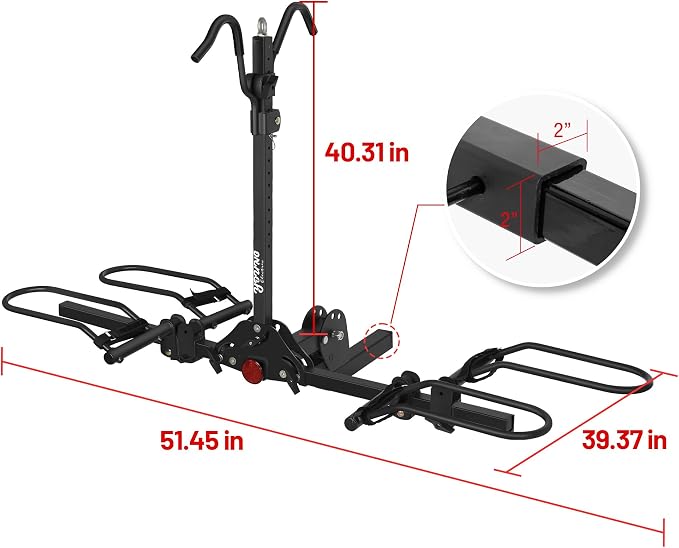 Young Bike Rack Hitch for Car - 200LB 2-Bike Rack Hitch Mount Platform Style - Image 8