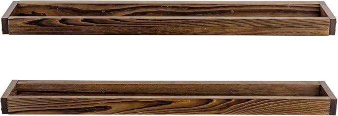 MyGift 30 Inch Rustic Burnt Solid Wood Hanging Shoe Rack, Wall Mounted Storage - Image 7
