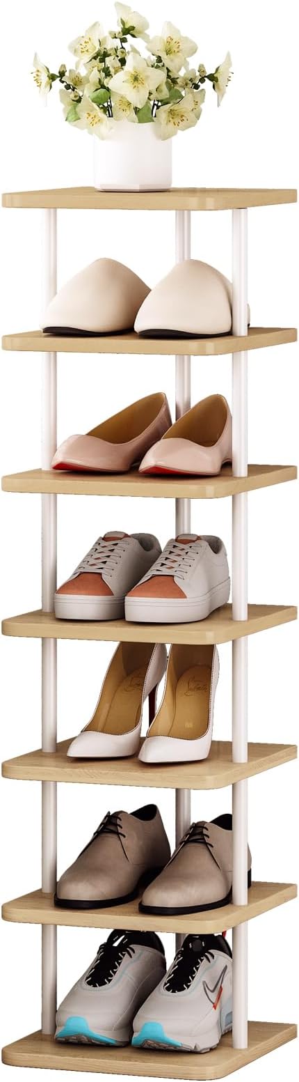 SORCEDAS Shoe Rack Vertical Shoe Shelf Narrow Tall Storage by SpecialYourHome