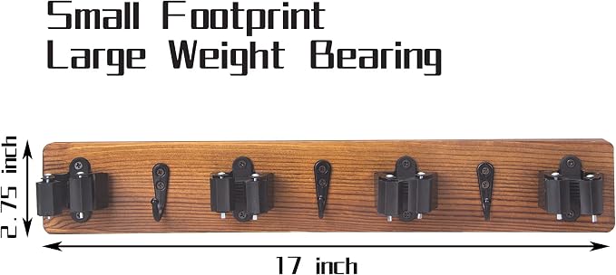 2 Pack Mop and Broom Holder Wall Mount Solid Wood Broom Rack Wall Mount 4 - Image 2