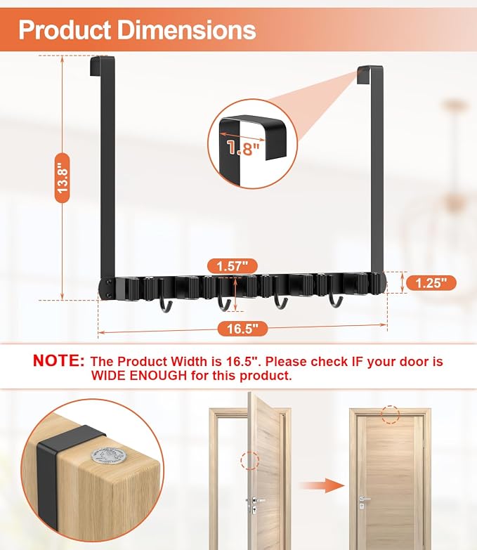 Broom Holder Over The Door Drilling Free Mop and Broom Holder - Image 6