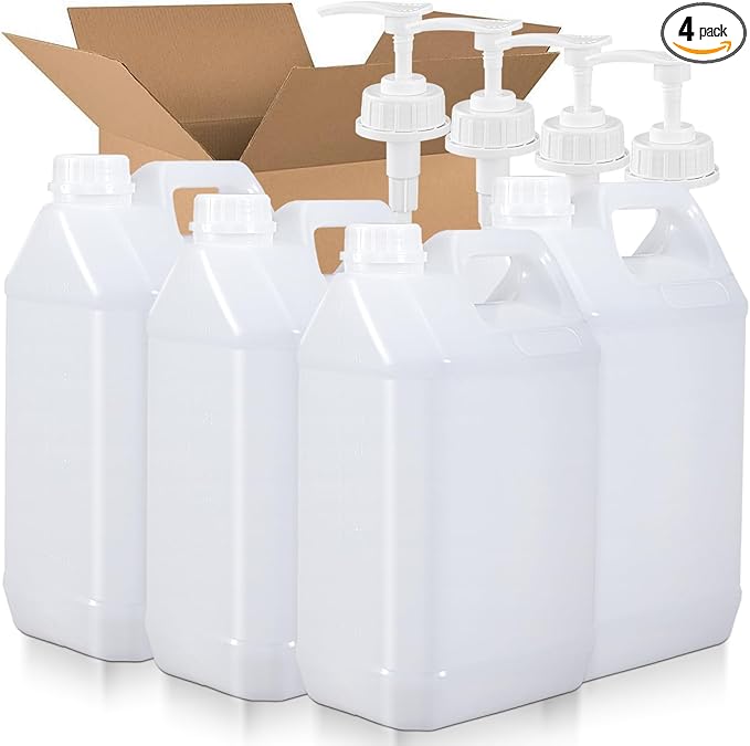 1 Gallon Plastic F-Style Jug Reusable Food-Safe, Heavy-Duty HDPE Containers by UMETASS
