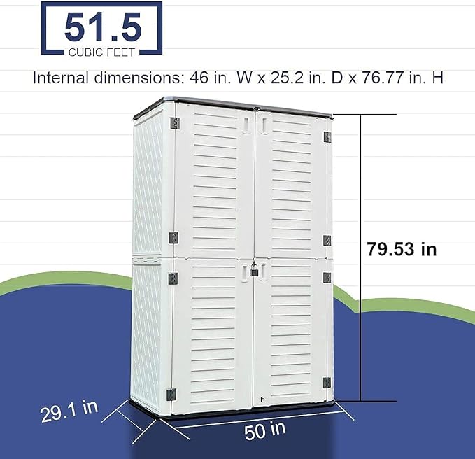 Kinying Outdoor Storage Cabinet, Vertical Storage Shed Perfect to Store Patio - Image 6