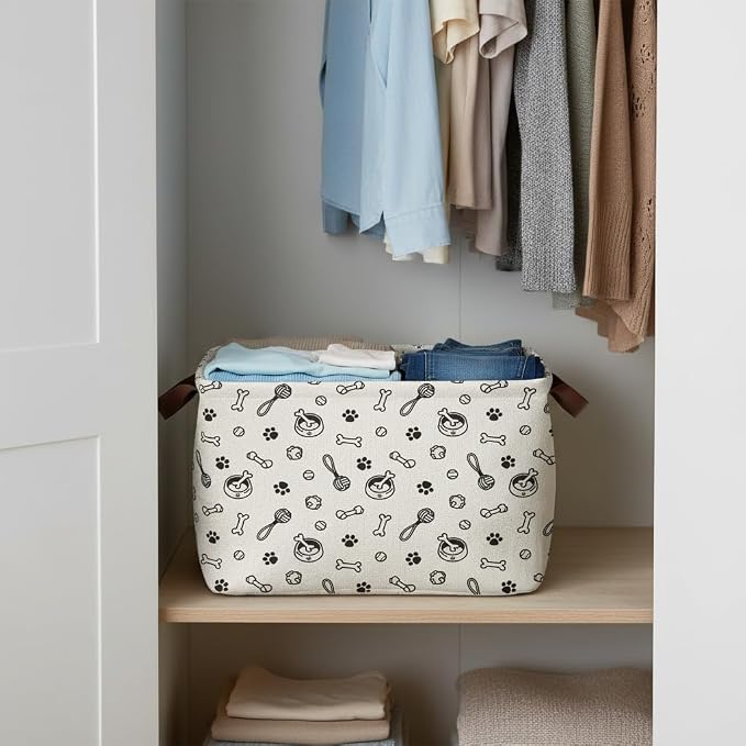 Dog Paw Storage Basket Waterproof Canvas Toy Storage Bin Storage Organizer - Image 4