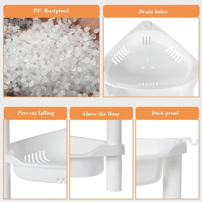 ELYKEN Corner Shower Caddy Standing, 4 Tier Plastic Shower Organizer - Image 4
