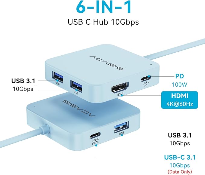 ACASIS USB C Hub 10Gbps, USB C to 4K 60Hz HDMI Adapter - Image 2