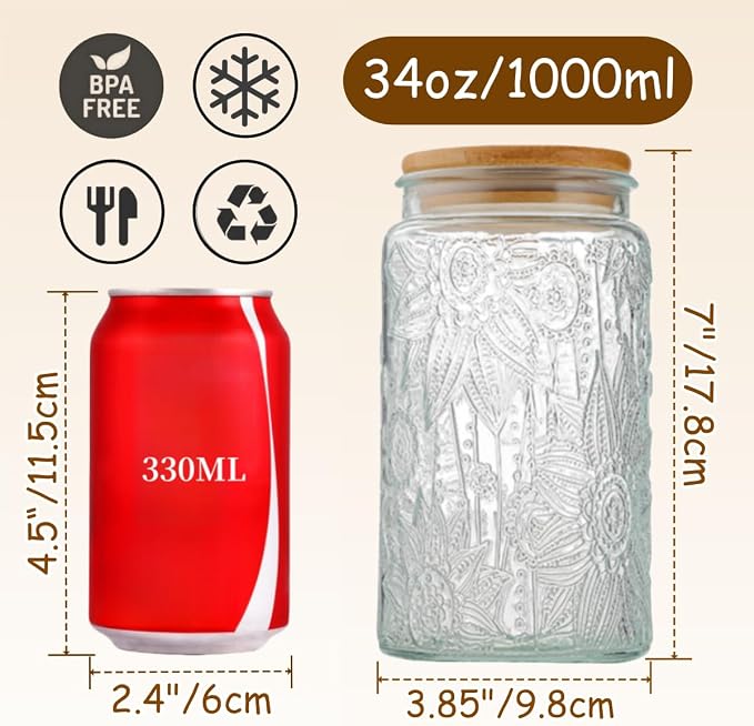 ANSQU Vintage Glass Canister, 34oz Candy Jar - Image 2