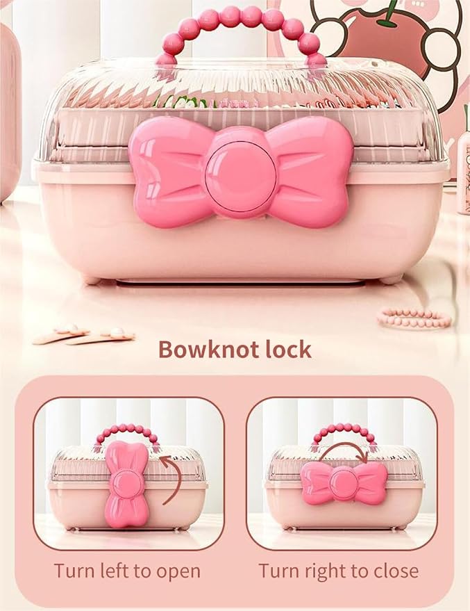 Cute Hair Accessories Organizer 3-Layers Kids Jewelry Storage Box Plastic Hair - Image 3