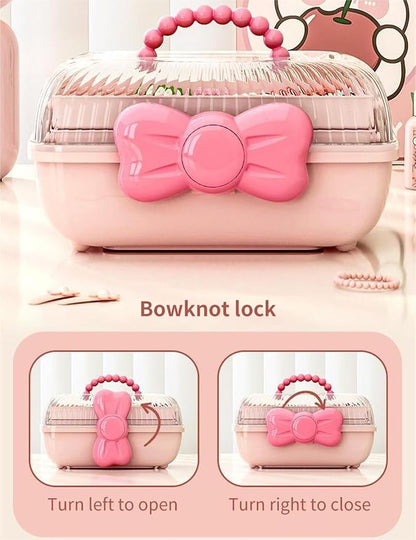 Cute Hair Accessories Organizer 3-Layers Kids Jewelry Storage Box Plastic Hair - Image 3