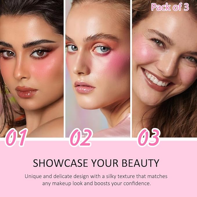 evpct 3Pcs 2In1 Blush Contour Multiuse Makeup Sticks Set, Ultra-Creamy Radiant - Image 3