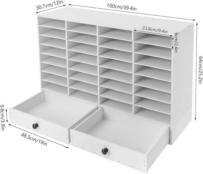 Literature Organizer 32 Slots Office Mailbox Cubbies PVC Desk Mail Sorter - Image 7