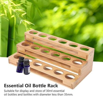 3 Tier Essential Oil Holder Stand, 1.4in Hole Diameter Wood Cosmetic Storage - Image 2
