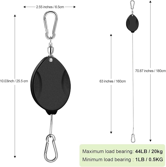 2Pcs Retractable Plant Hanger, Heavy Duty, Quick Auto Lock, Adjustable Hook - Image 2