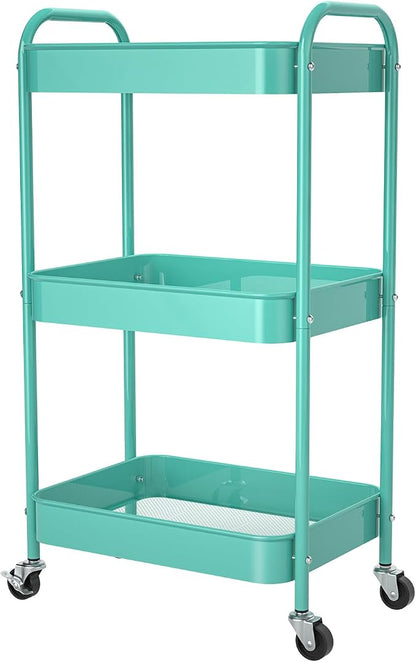3-Tier Rolling Cart, Metal Utility Storage Carts by PNVXNUS