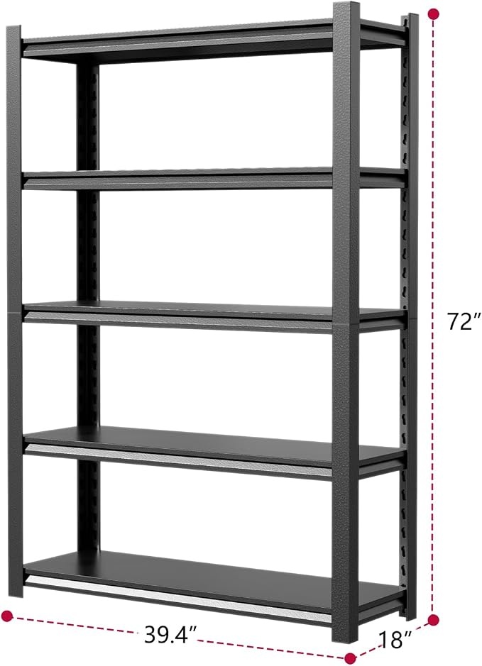 36" W Storage Shelves 2500LBS Garage Shelving Heavy Duty 5 Tier Adjustable - Image 3