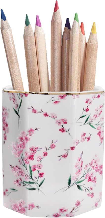 Pen Holder Stand for Desk Floral Pattern Pencil Cup for Girls Kids Durable - Image 7