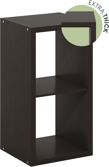 Furinno CUBICLE 2-Cube Book Shelf, Extra Thick Frame Bookshelf, Dark Oak | - Image 6