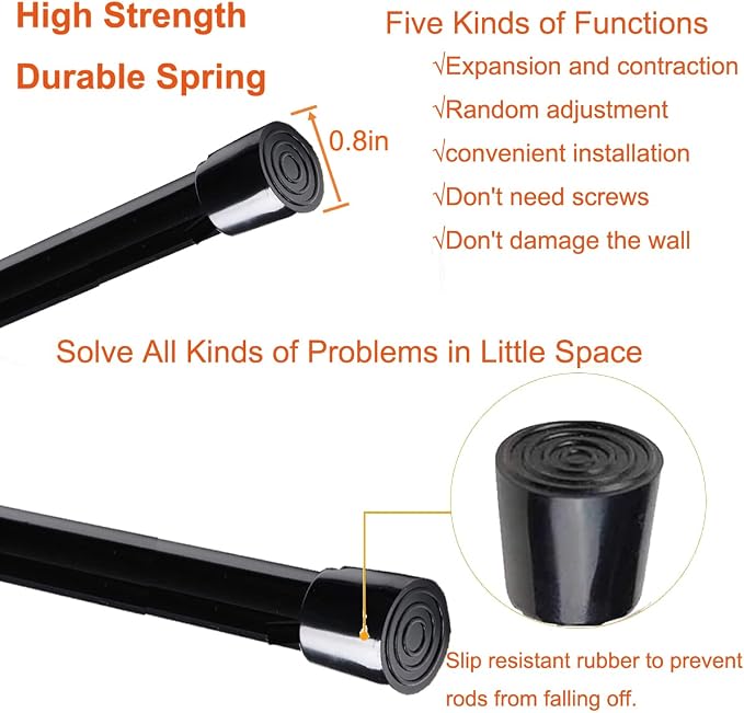 2 Pack Small Tension Rods 26 in to 39 Curtain Rods Window Rods in Extendable - Image 3