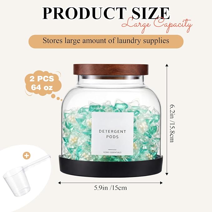 Zhehao 2 Pack Glass Laundry Pods Container - Image 2